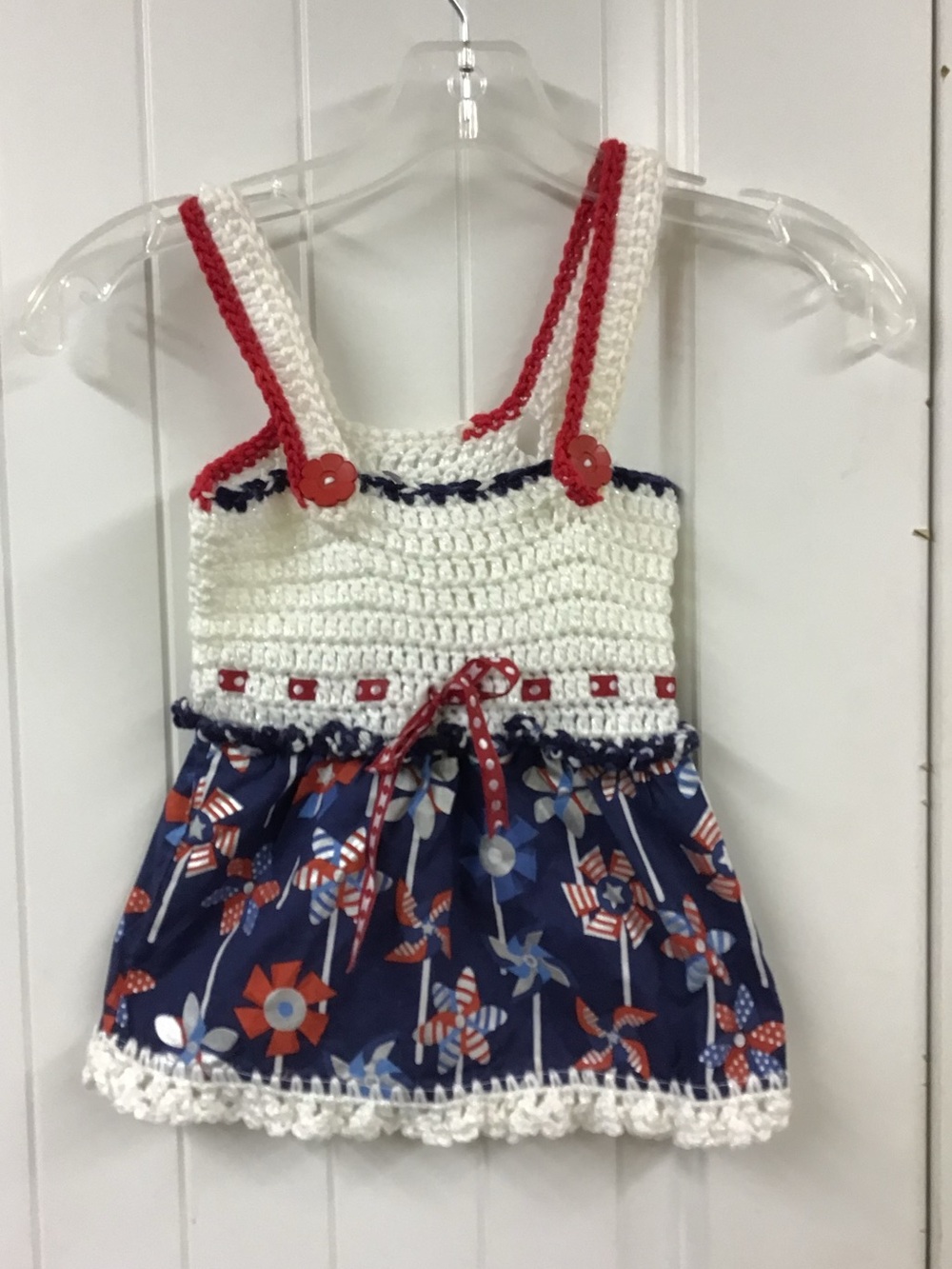 Girls' Navy & White Crochet Bodice Tank Top size 2T